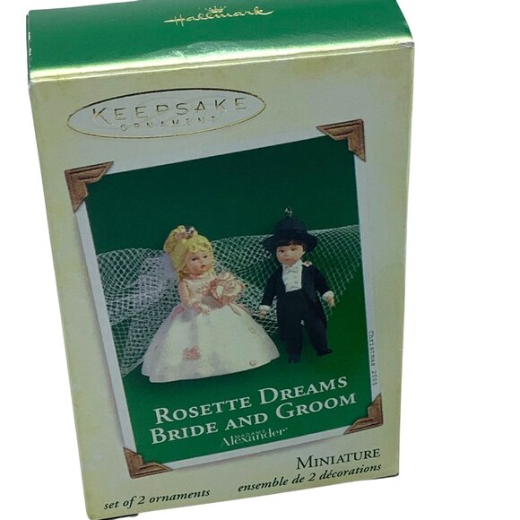 Vtg Madame Alexander Hallmark Keepsake Ornaments Rosette Dreams Bride & Groom - Picture 2 of 9